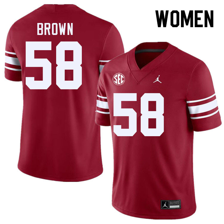 Women #58 Spencer Brown Oklahoma Sooners 2024 SEC Conference College Football Jerseys-Throwback